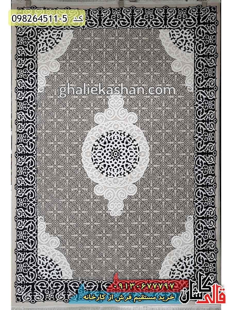 فرش سنتی طرح افسون زمینه کرم کاشان – گل برجسته