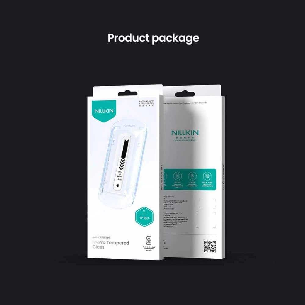 گلس شیشهای با ابزار نصب iPhone Duo مارک نیلکین مدل H+Pro (مخصوص صفحه نمایش بیرونی) — تصویر ۳