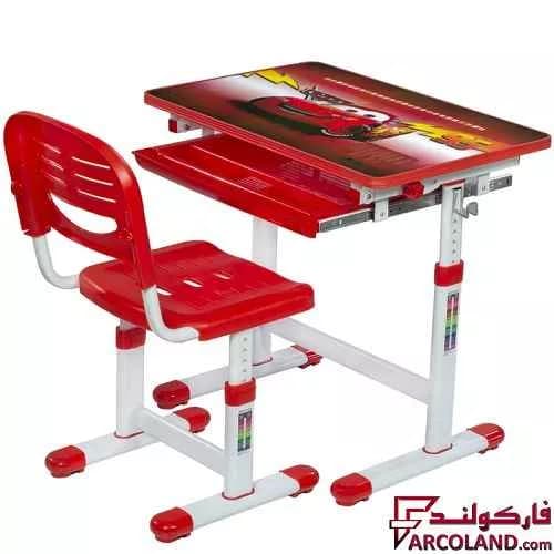 ست میز تحریر و صندلی مدل قابل تنظیم طرح ماشین ها (مکوئین) کد 18