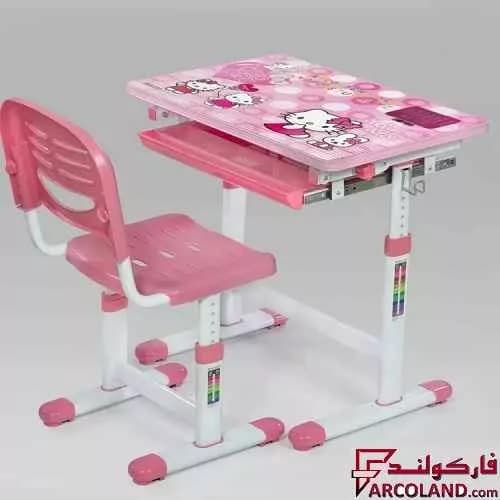 ست میز تحریر و صندلی مدل قابل تنظیم طرح کیتی کد 17