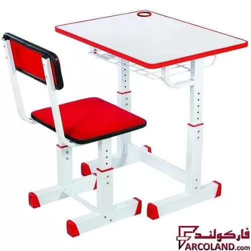 ست میز تحریر و صندلی مدل پیچی رنگ قرمز