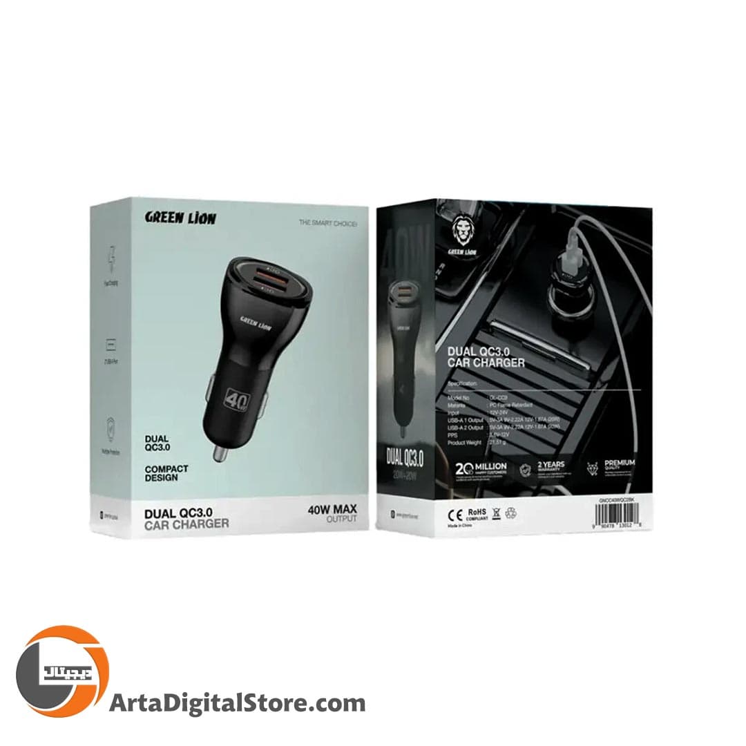 شارژر فندکی Green Lion GL-CC9 QC3.0 3A 20W Car Fast Charger Black — تصویر ۲
