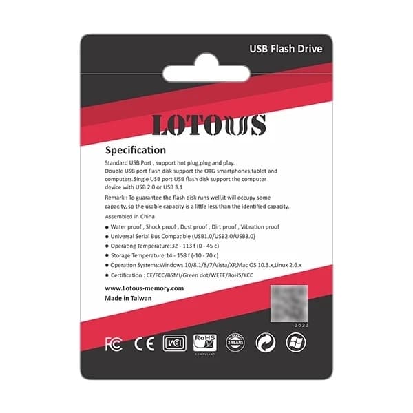 فلش مموری لوتوس مدل L-814 ظرفیت ۳۲ گیگابایت | استاندارد USB 3.2 با سرعت بالا و طراحی مدرن — تصویر ۳