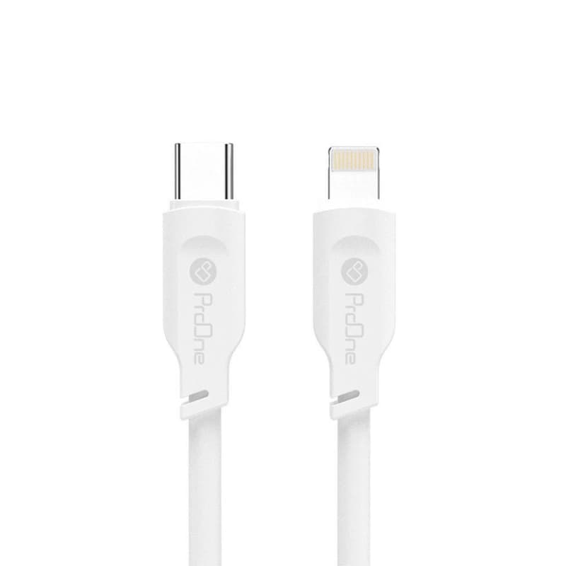 کابل فست شارژ و ديتا Type-C به لايتنينگ پرووان مدل ProOne PCC143 27W طول ۱.۲ متر سفيد