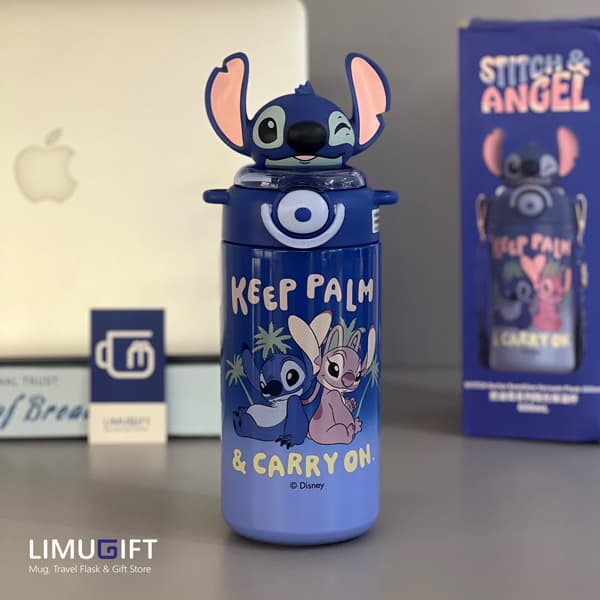 تراول ماگ کودک نی دار دیزنی اصل استیچ 600 میل آبی (Stitch Disney)- کد 0411