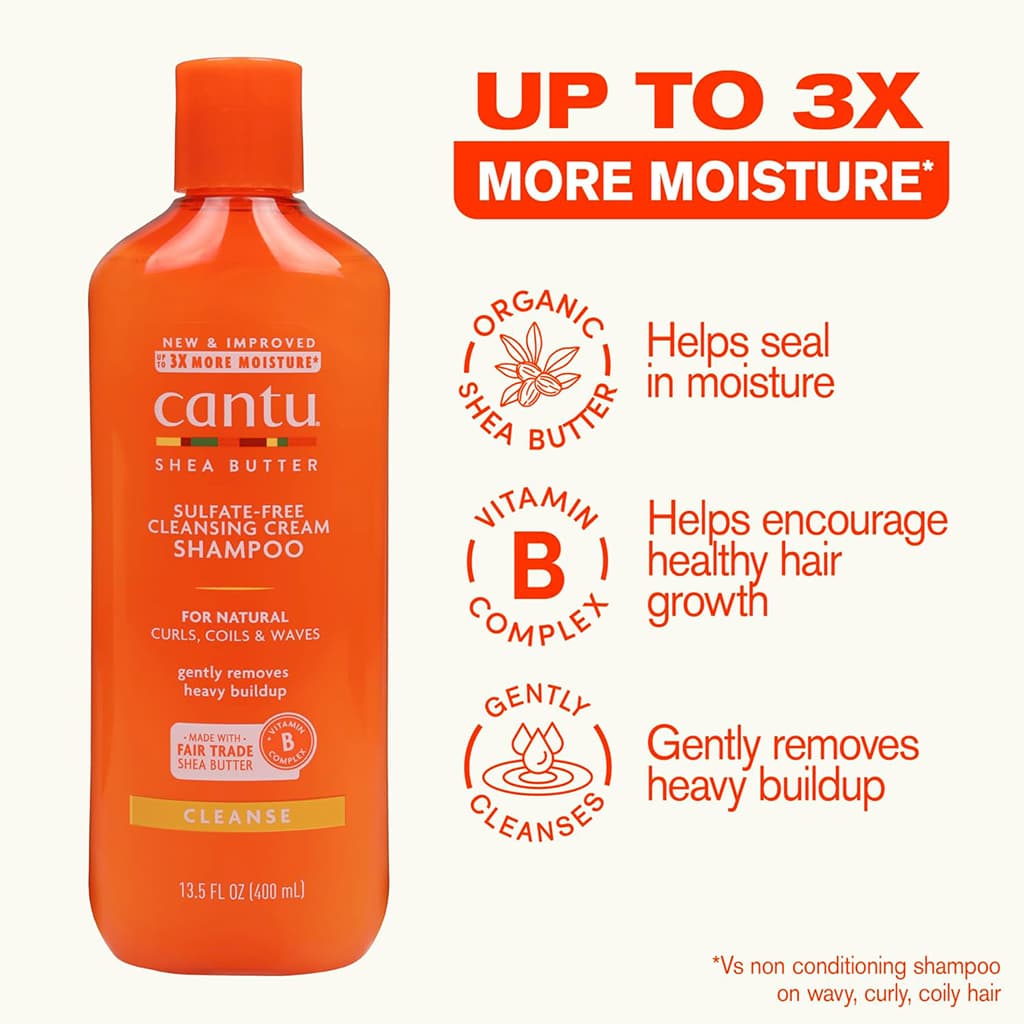شامپو کرمی کنتو شی باتر فاقد سولفات Cantu Cleansing Cream Shampoo — تصویر ۴