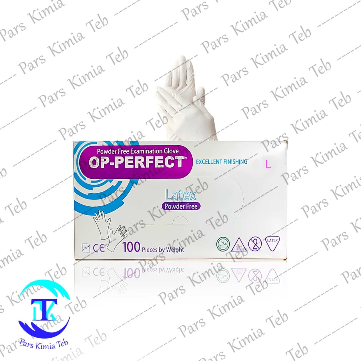 دستکش لاتکس اوپی پرفکت ( op_ perfect) 100 عددی سایز Large