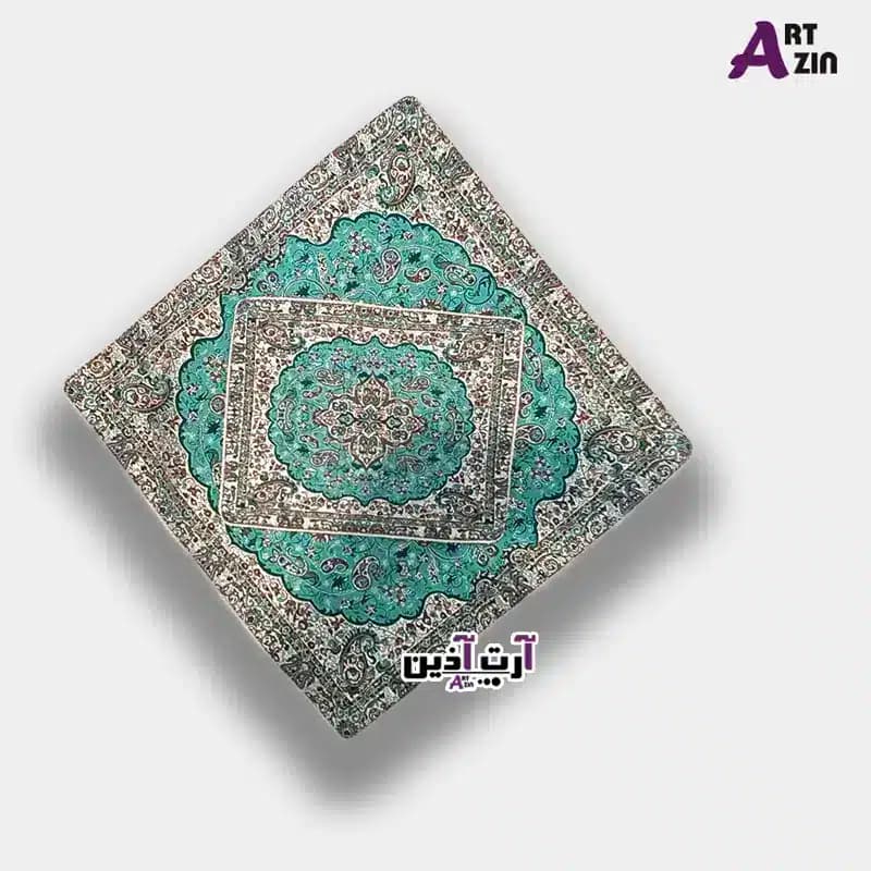 سجاده ترمه سه تکه یزد طرح شاه عباسی | سبز کد: 1656 — تصویر ۲