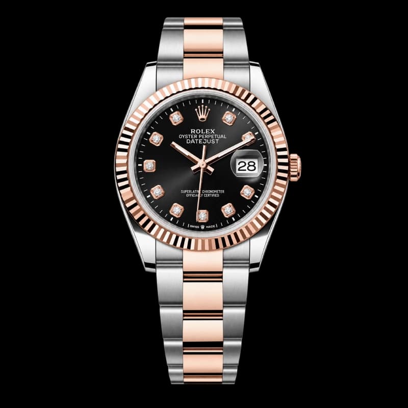 رولکس Datejust 36 مشکی نگیندار دو رنگ | رفرنس M126231-0020