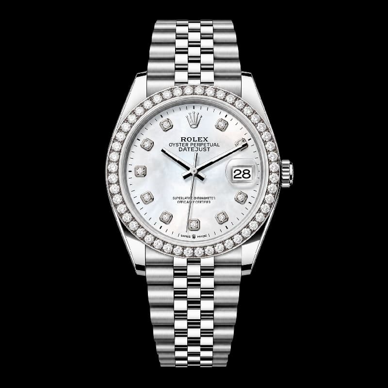 رولکس Datejust 36 مرواریدی سفید نگیندار | رفرنس M126284RBR-0011