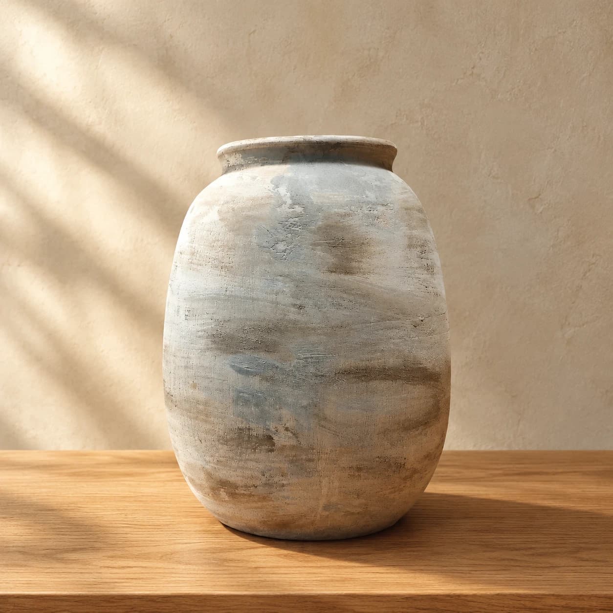 گلدان دکوری پتینه رومیزی کرم