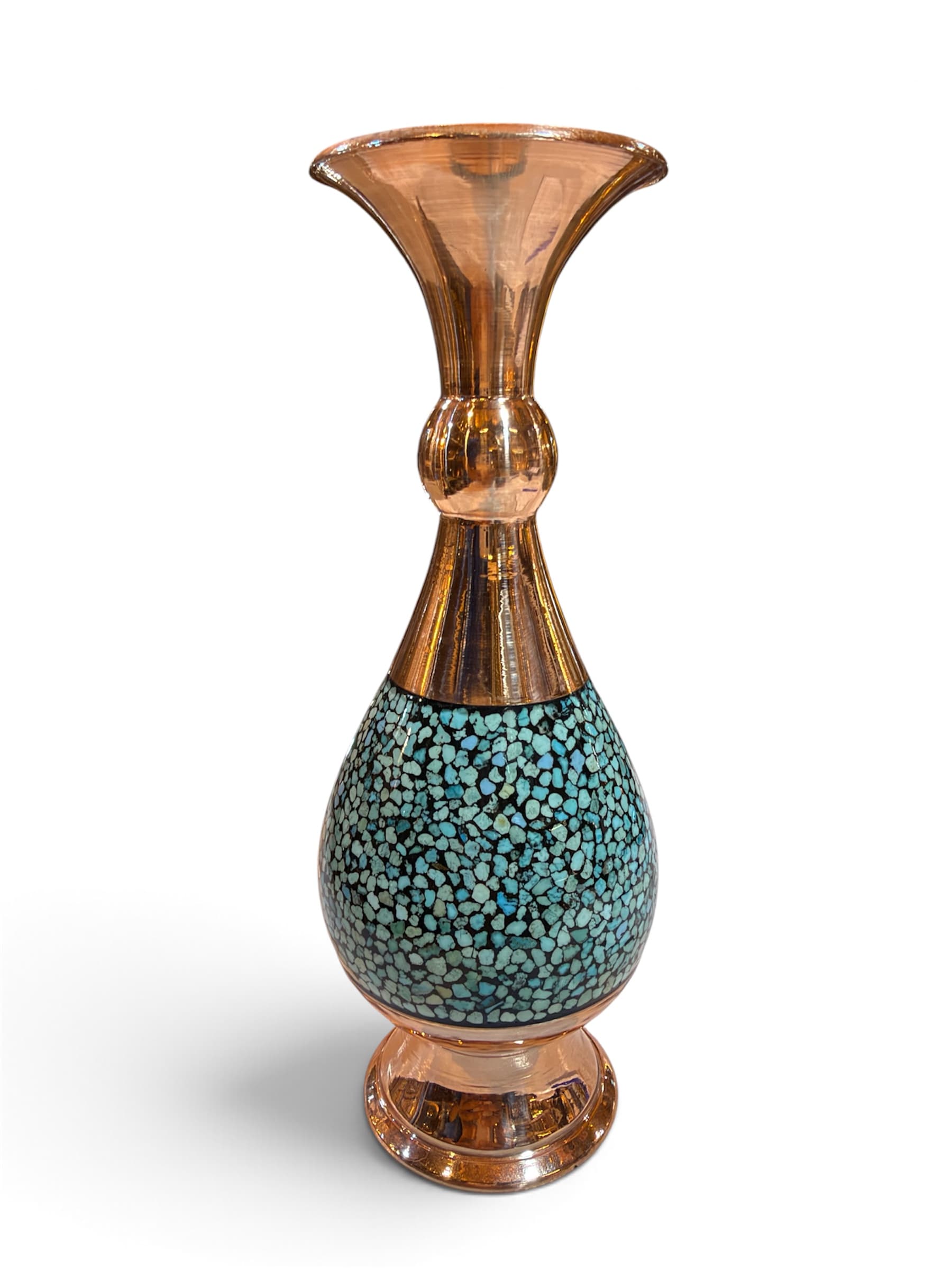 گلدان فیروزه کوبی مسی ارتفاع 20