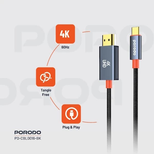 کابل Type C to HDMI اتصال موبایل به تلویزیون پورودو — تصویر ۳