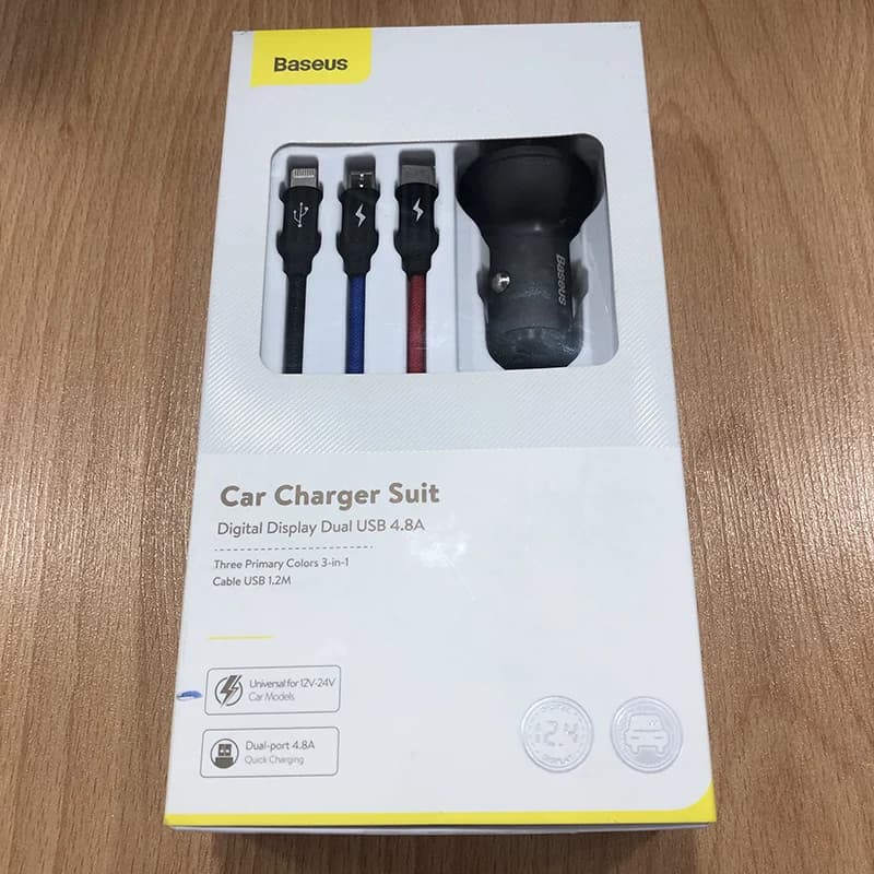 شارژر فندکی باسئوس مدل TZCCBX-0G به همراه کابل تبدیل microUSB/ USB-C / لایتنینگ — تصویر ۷