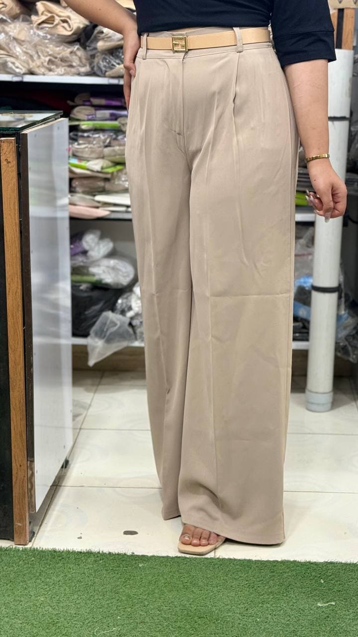 شلوار کرپ زارا لخت و ریزشی کمربنددار قد ۱۱۰ — تصویر ۷
