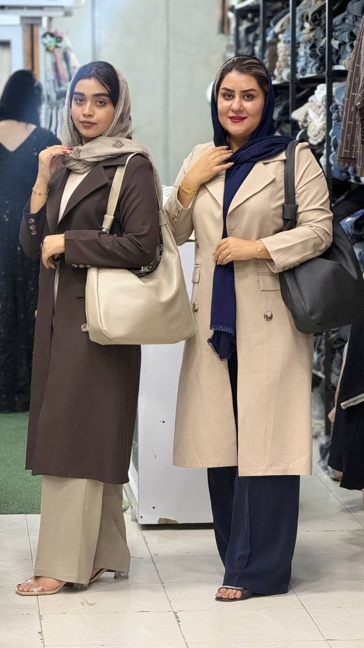 مانتو کلاسیک قد بلند بزیاق ترک مدل ۴ دکمه — تصویر ۵