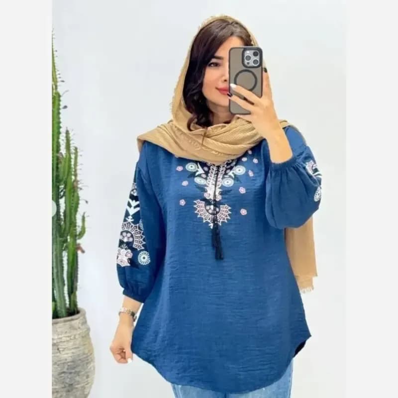 تونیک چاپی رنگی آرامش جنس شانتون درجه یک — تصویر ۳