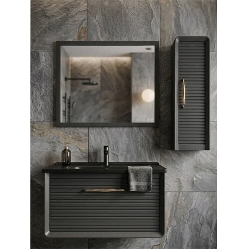 کابینت روشویی فول ست مشکی کاترین مدل پرتو 80
