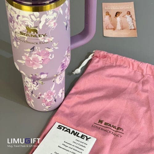 تراول ماگ استنلی گلدار با جعبه کادویی رنگ بنفش -Stanley کد 0283 — تصویر ۴