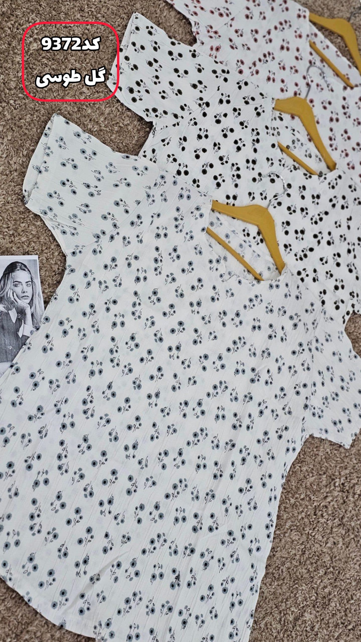 تیشرت گل گچی تم سفید کد9372 — تصویر ۳