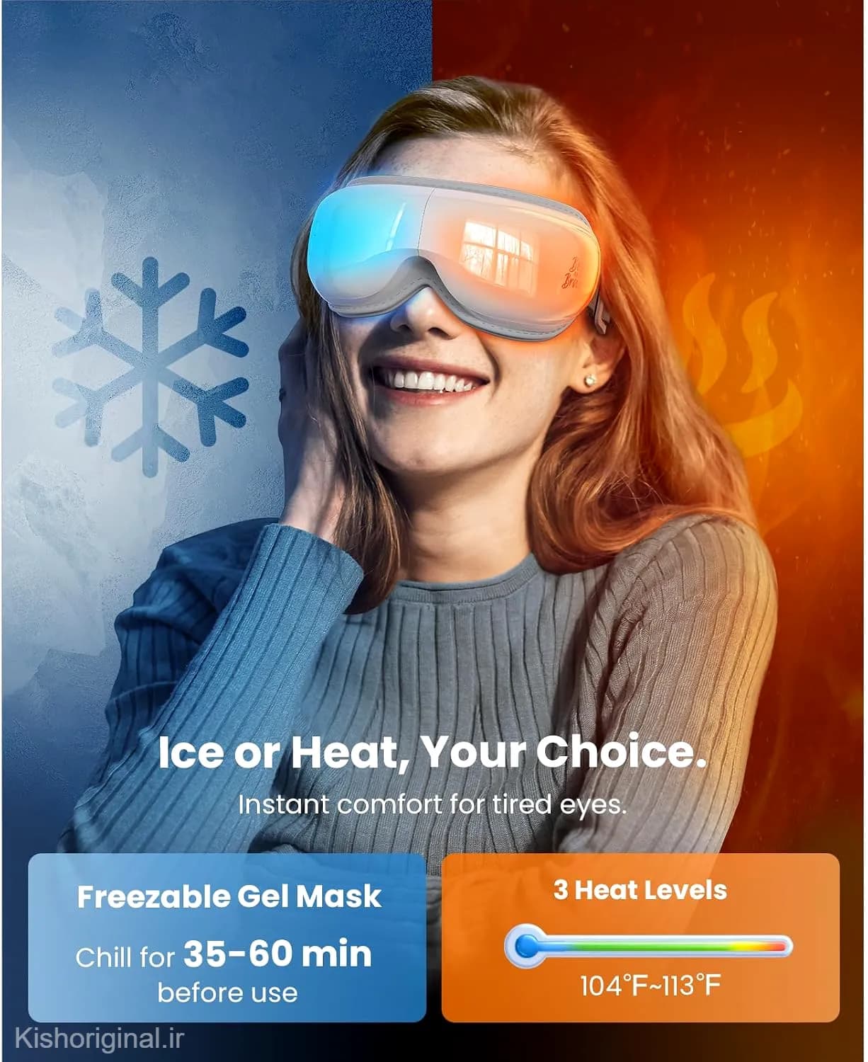 ماساژور (Bob and Brad) مدل EyeOasis 3 با کمپرس گرم و پد ژلهای خنککننده — تصویر ۲