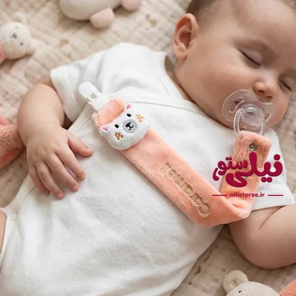 بند پستانک نوزاد طرح گربه کالباسی برند کارامل Caramell