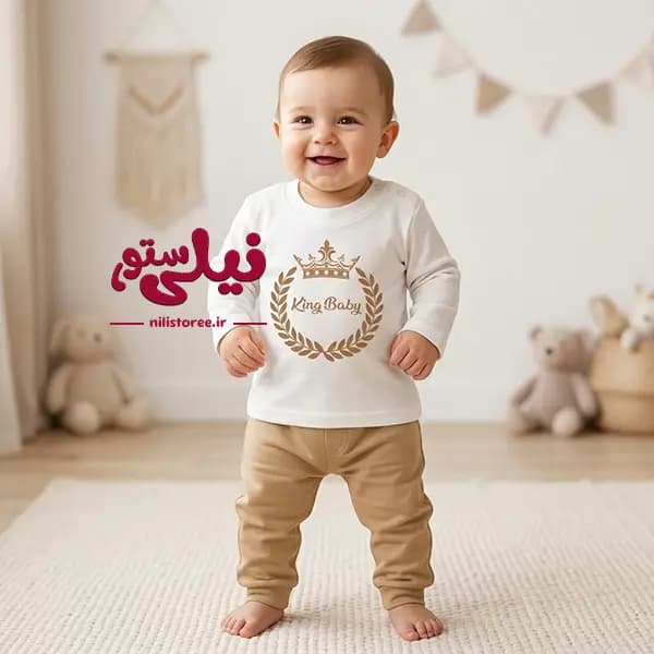 ست 3 تکه نوزاد طرح King برند مون بیبی Moon baby کد 305 — تصویر ۲