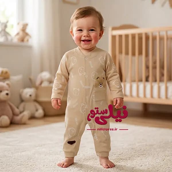 سرهمی نوزاد طرح خرس کرم برند مون بیبی Moon baby