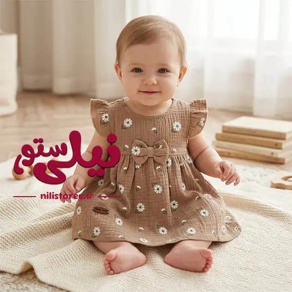 پیراهن دخترانه طرح گل برند مون بیبی Moon baby کد 285