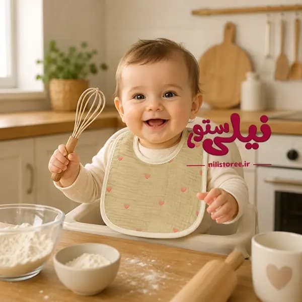 پیش بند نوزاد 2 عددی طرح قلب و گل برند دولانو Dolano
