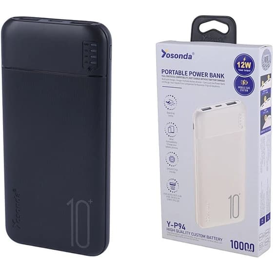 پاور بانک فست شارژ یوسوندا Y-P94 QC 12W ظرفیت 10000 میلی آمپر