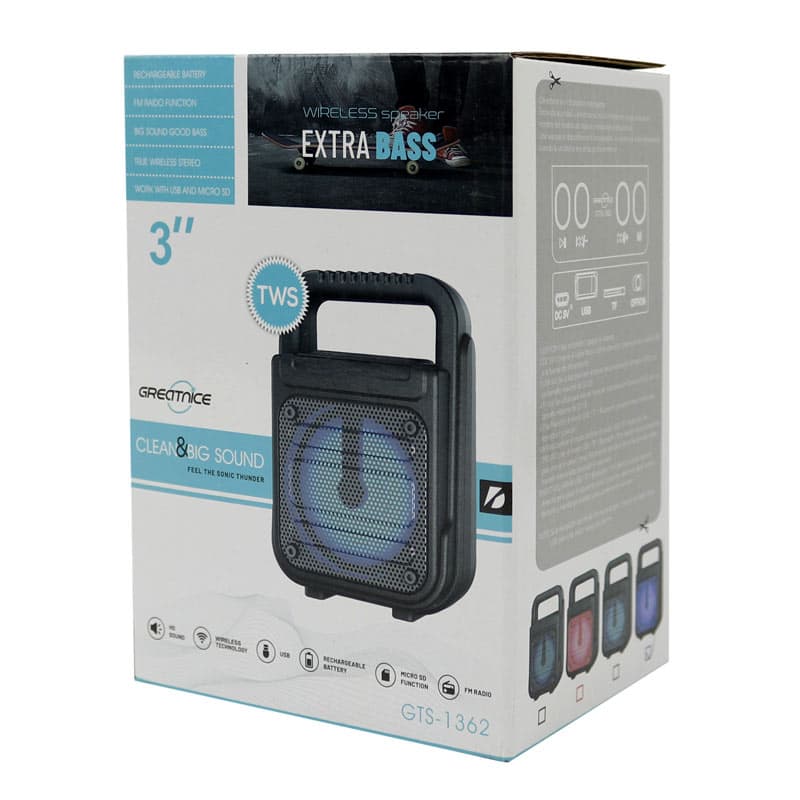 اسپیکر بلوتوثی GTS-1362 | اسپیکر شارژی قابل حمل رم و فلش خور — تصویر ۷