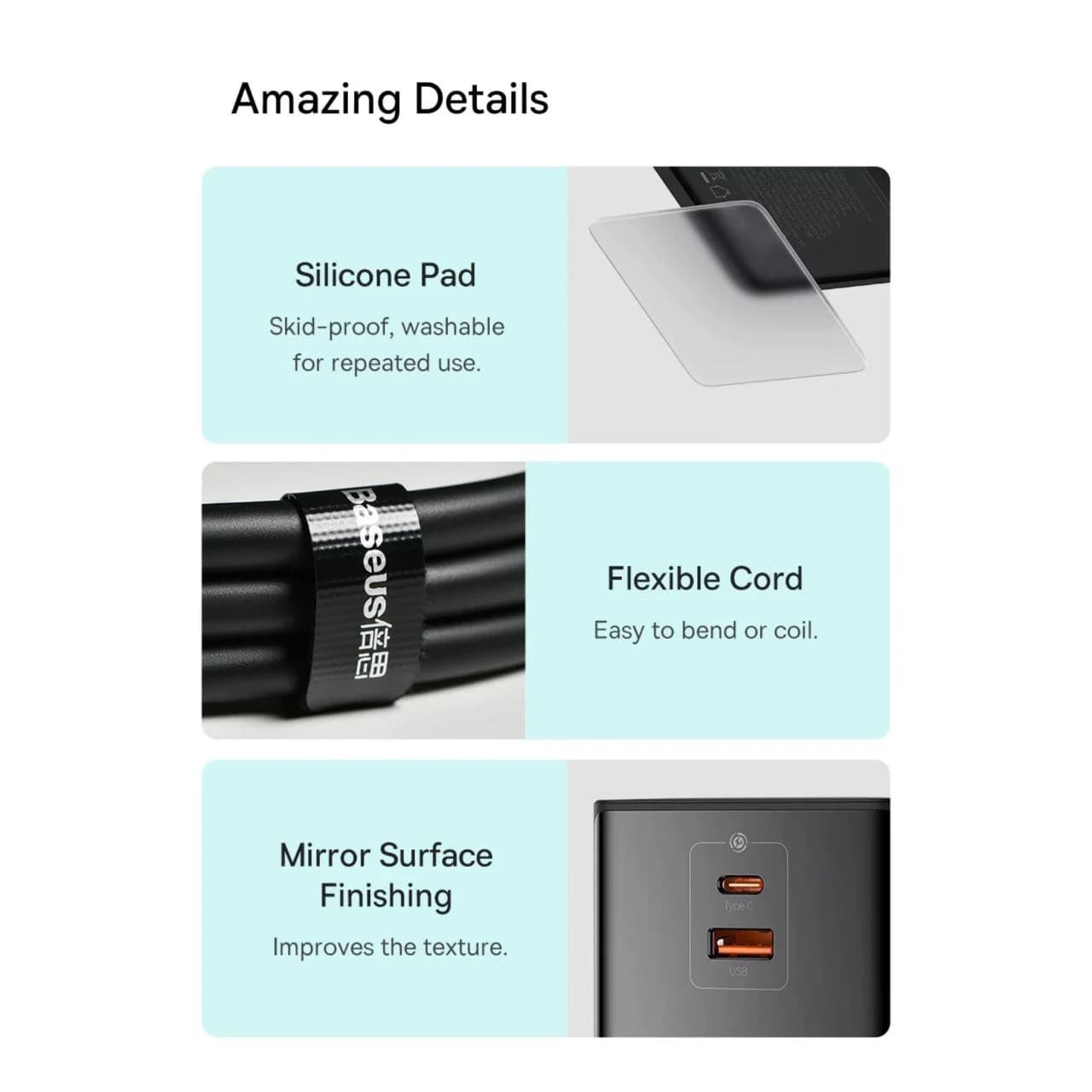 شارژر رومیزی باسئوس مدل PSLR000001 به همراه کابل USB-C — تصویر ۷