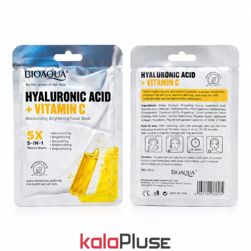 ماسک ورقه ای HYALURONIC ACID و VITAMIN C بیوآکوا