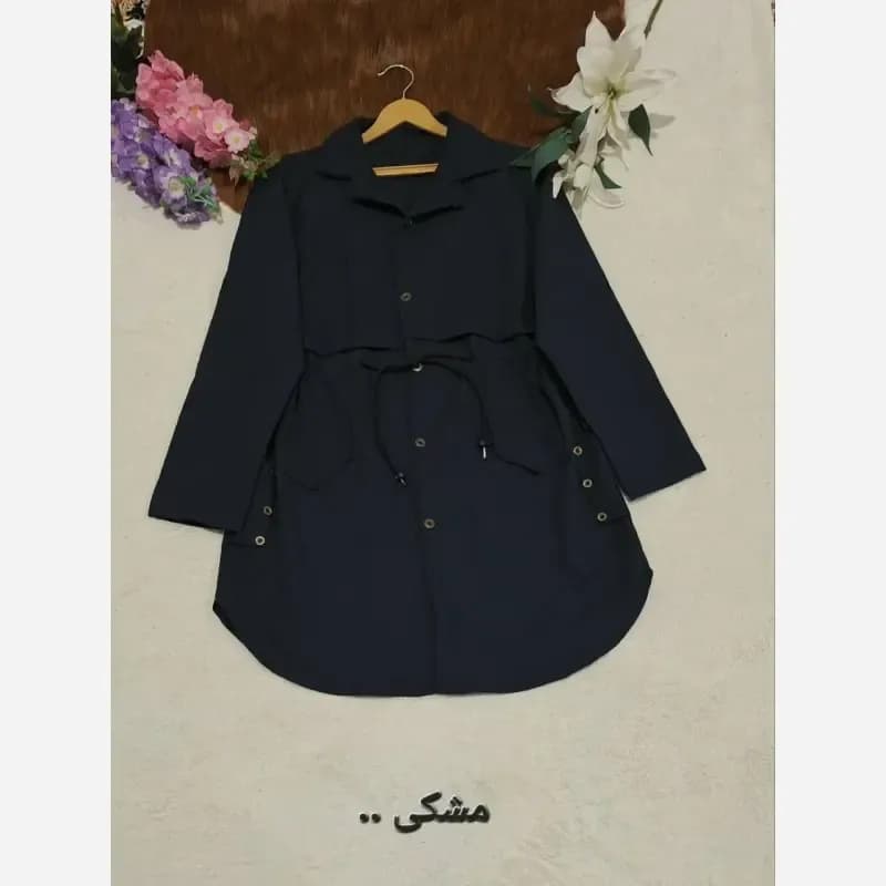 مانتو دانشجویی کمربند دار جنس پرشین پرومکس فری سایز — تصویر ۲