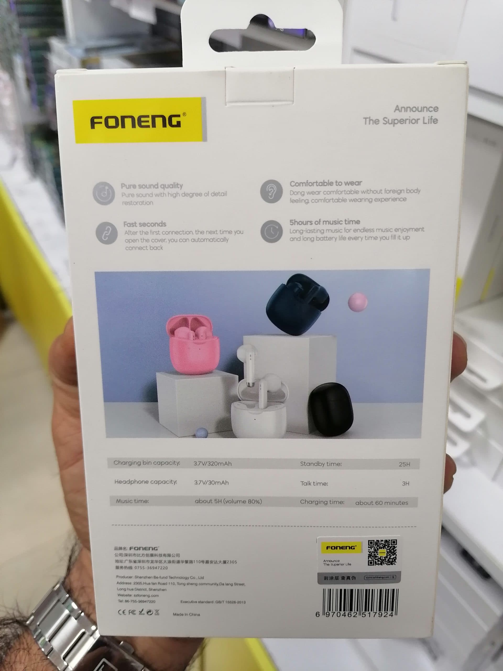 ایرباد بیسیم فوننگ مدل Foneng BL109 با بلوتوث 5.1 و شارژدهی 12 ساعته اورجینال (عمده و تک) — تصویر ۲