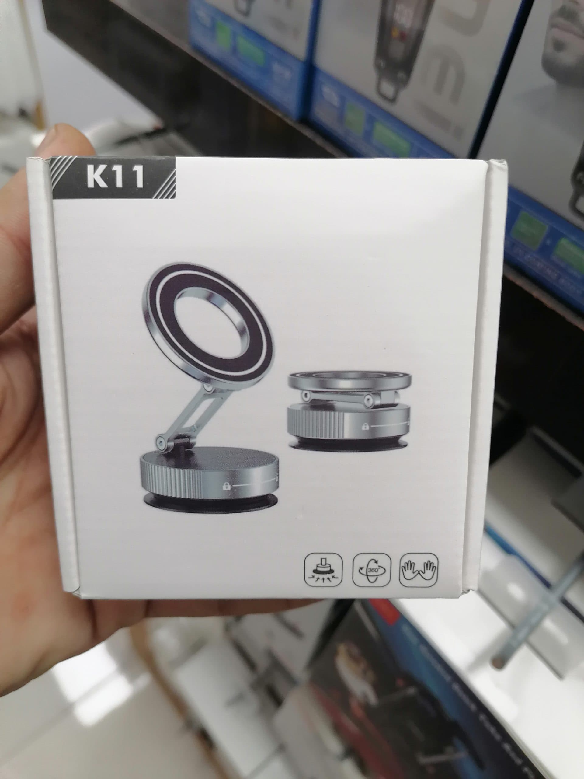 هولدر و استند مگنتی موبایل DEKY مدل K11 تاشو با پایه وکیومی و چرخش 360 درجه اورجینال (عمده و تک)