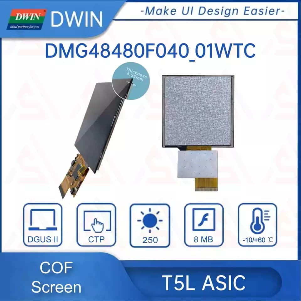 نمایشگررنگی 4 اینچ 480*480 HMI مدل DMG48480F040_01WTC — تصویر ۳