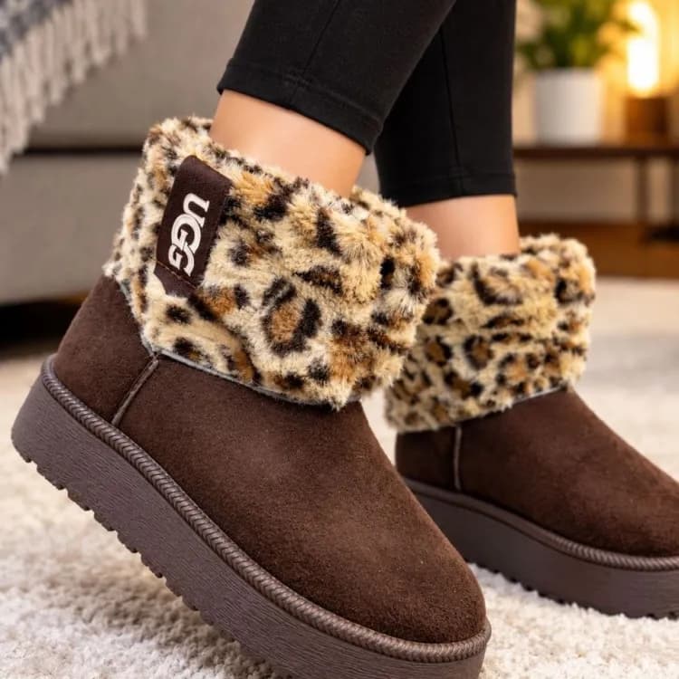 آگ کوتاه زنانه جدید مدل پلنگی و ساده | بوت UGG کوتاه شیک و راحت