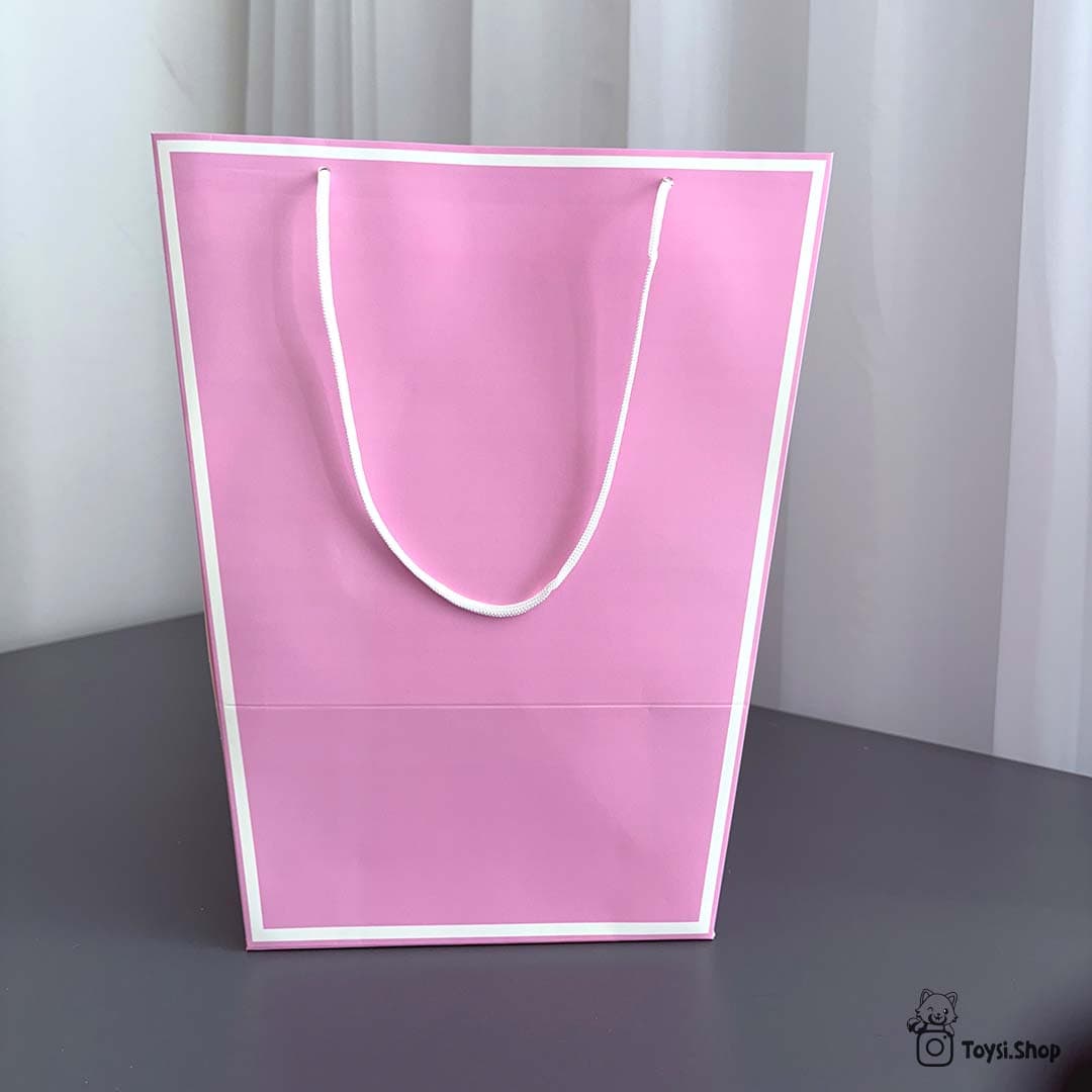پاکت هدیه گلدونی صورتی (مناسب عروسک زیر 35 سانت)