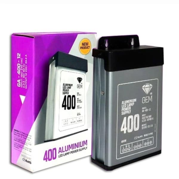 ترانس 12 ولت ضد باران 400 وات 33 آمپر GEM