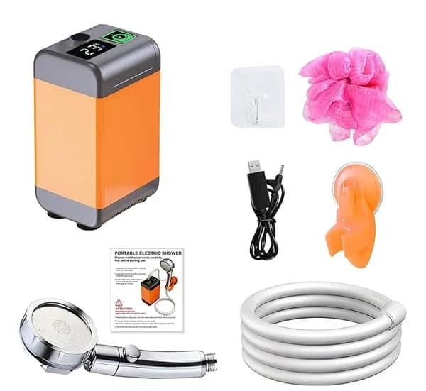 دوش شارژی مسافرتی مدل Electric Outdoor Shower | مناسب کمپینگ، مسافرت، شستشوی بیمار و سالمندان — تصویر ۵