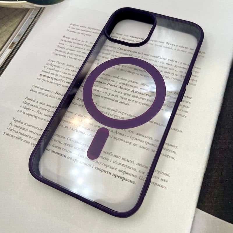 قاب گوشی iPhone 13 / iPhone 14 آیفون Magsafe مگ سیف دار اورجینال Clear Case شفاف لاکچری بنفش کد 700186 — تصویر ۲