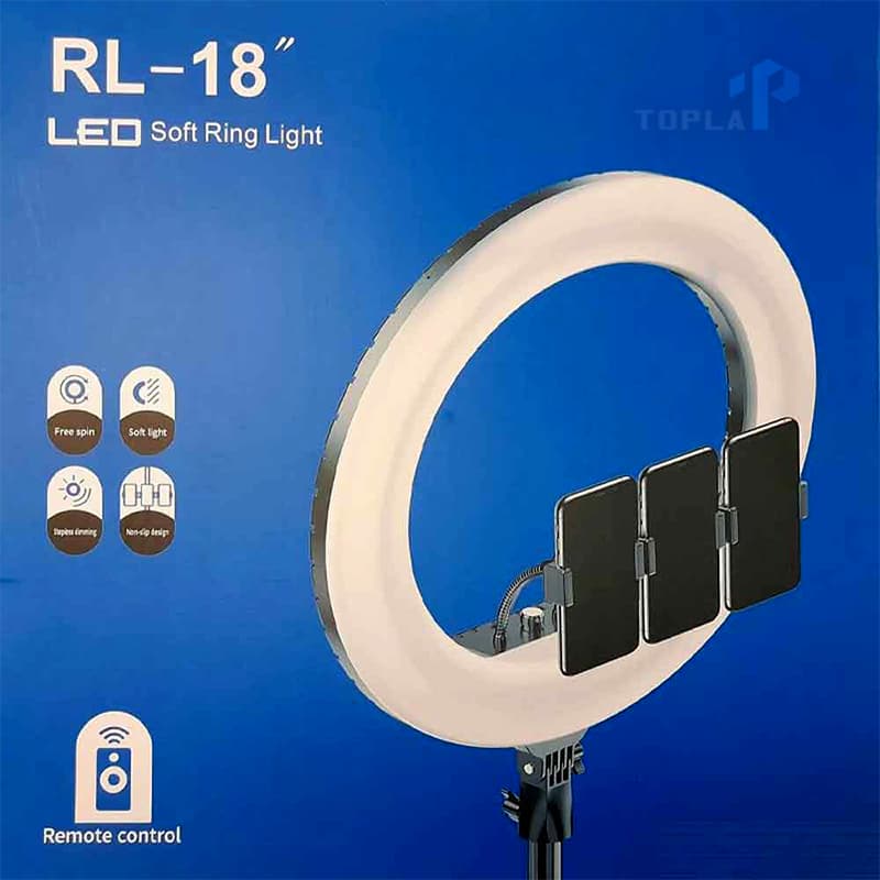 رینگ لایت RL 18 اینچ با پایه – مدل اصلی، مناسب عکاسی و تولید محتوا — تصویر ۳