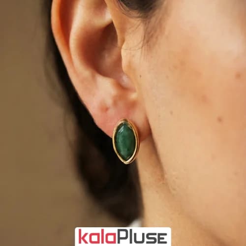 گوشواره میخی استیل طرح برگ میلا