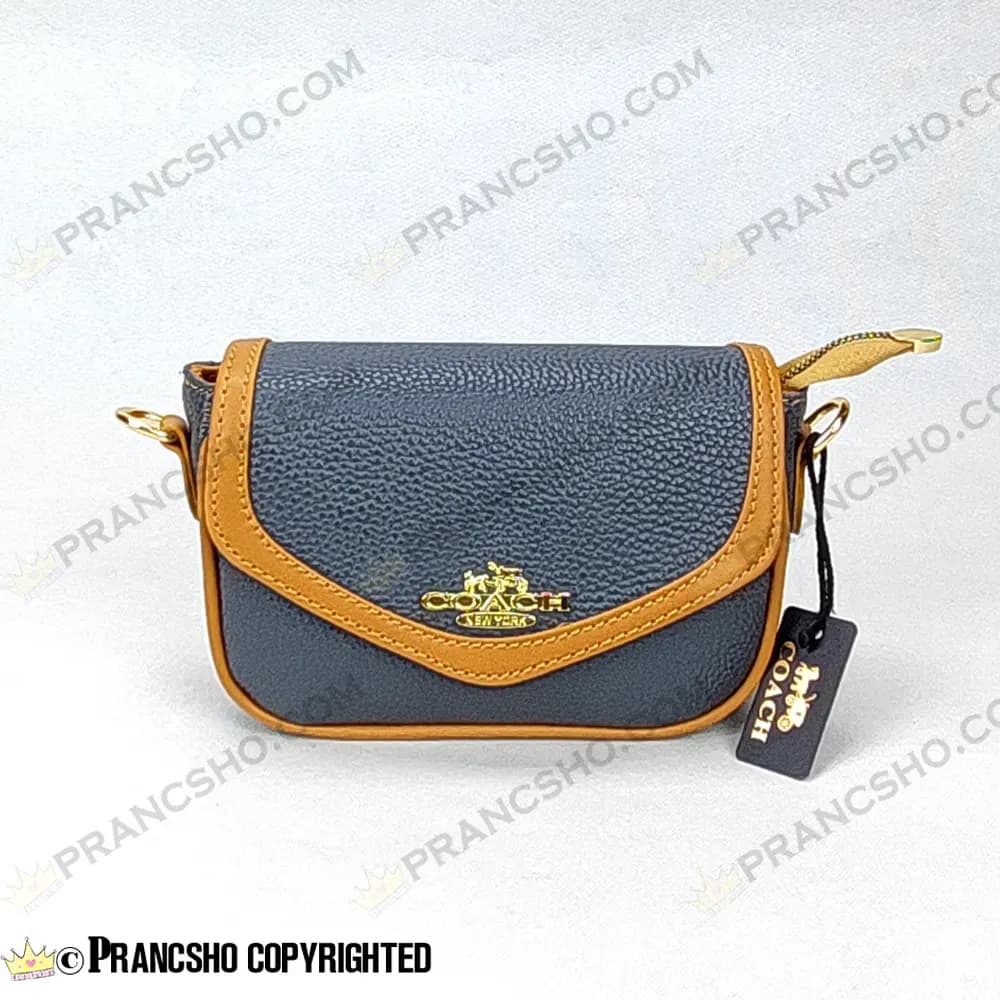 کیف پاسپورتی طرح کوچ (COACH) طوسی دوردوزی قهوه ای