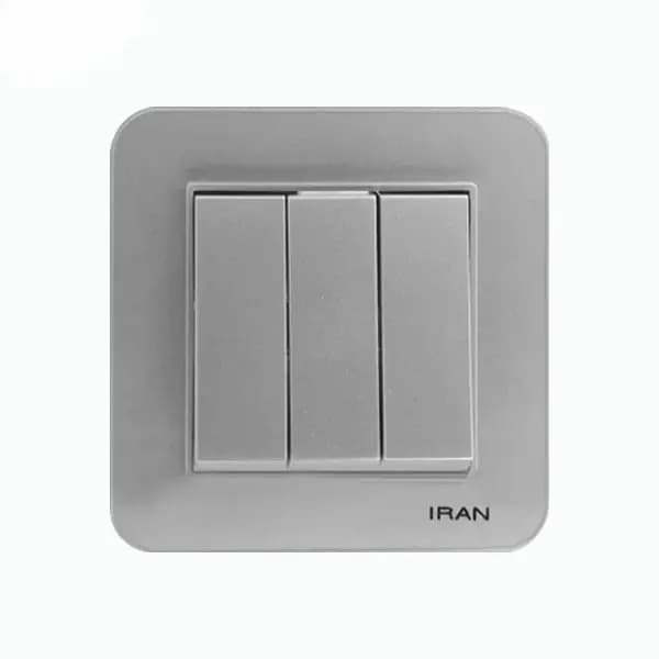کلید سه پل ارس نقره ای ایران الکتریک توکار