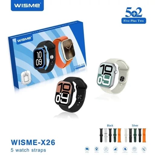 ساعت هوشمند مدل WISME-X26 به همراه ایرپاد شیشه ای و 5 بند جذاب — تصویر ۲