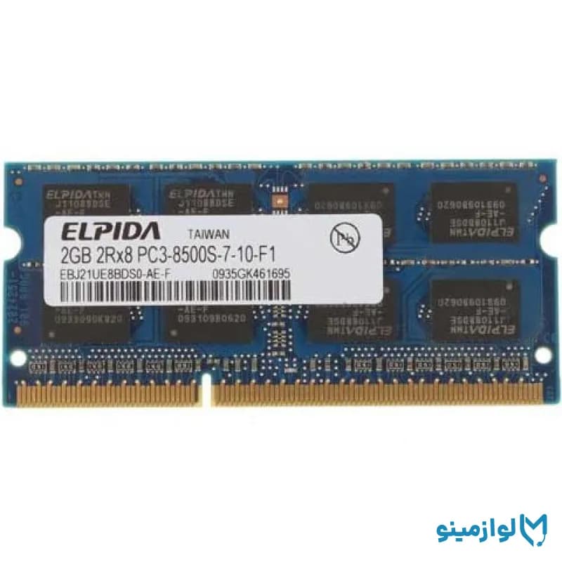 رم لپ تاپ ELPIDA 2GB 2Rx8 PC3-8500s-7-10-f1