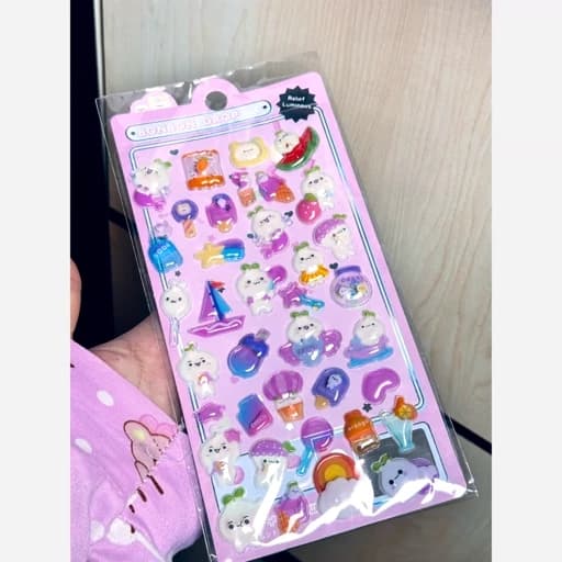 برچسب آبنباتی حبابی شفاف شب تاب نقلی استیکر تزیین و دیزاین اورجینال وارداتی فانتزی کیوت کرومی ملودی سینامورول پینترستی — تصویر ۶